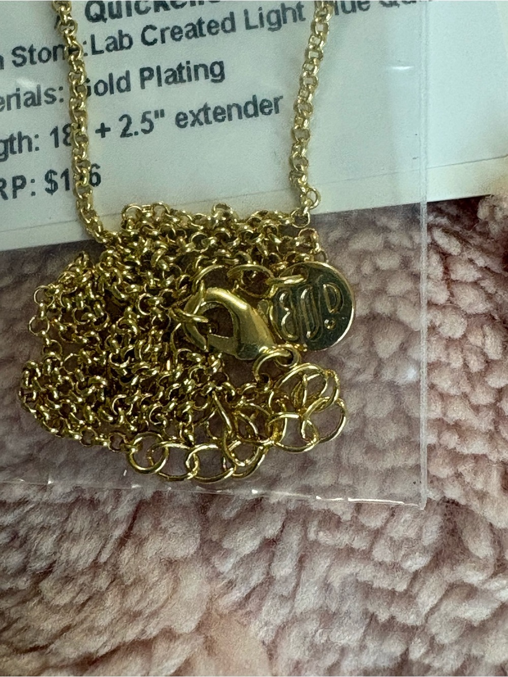 Light Blue Topaz BP A Quickened Pulse Necklace Gold Plating 18" + 2.5" Ext - Picture 3 of 3